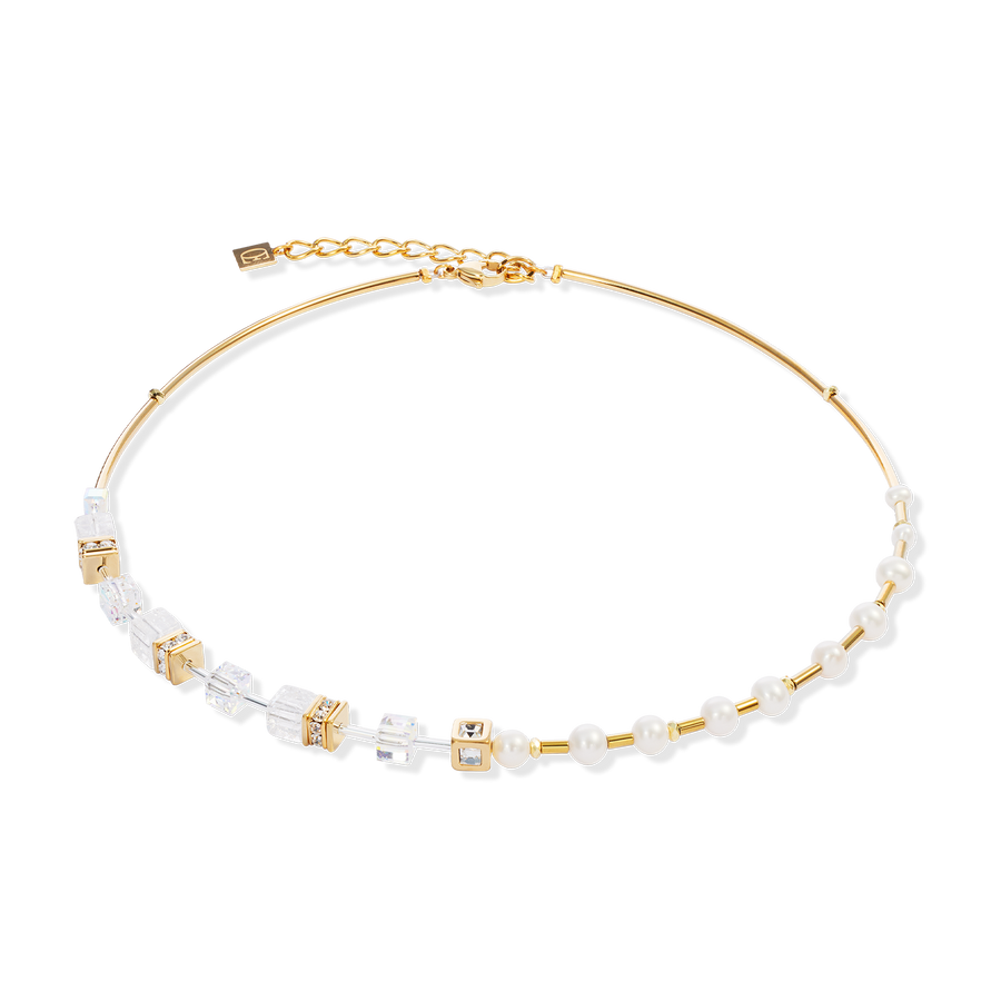 Collier GeoCUBE® Fusion Precious Pearl Mix or-blanc