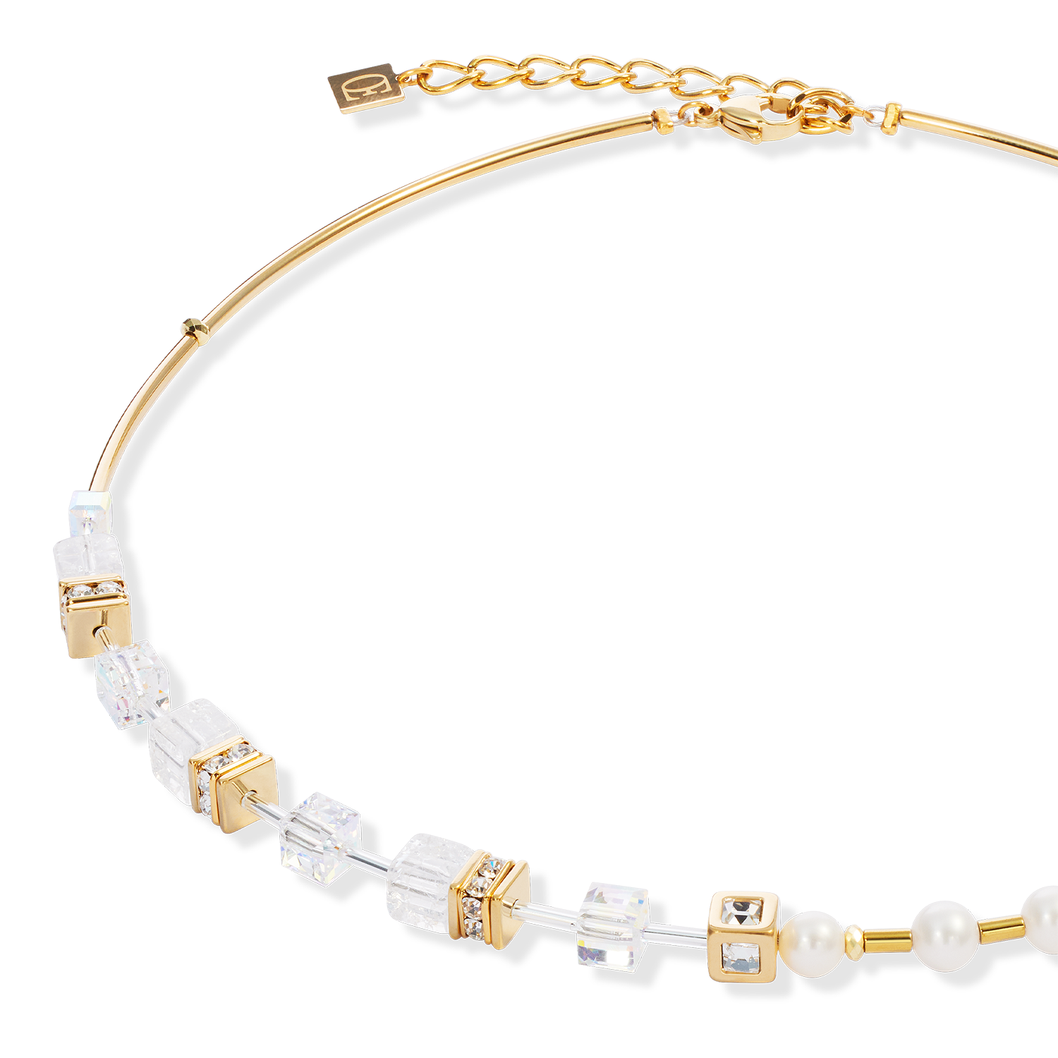 Collier GeoCUBE® Fusion Precious Pearl Mix or-blanc