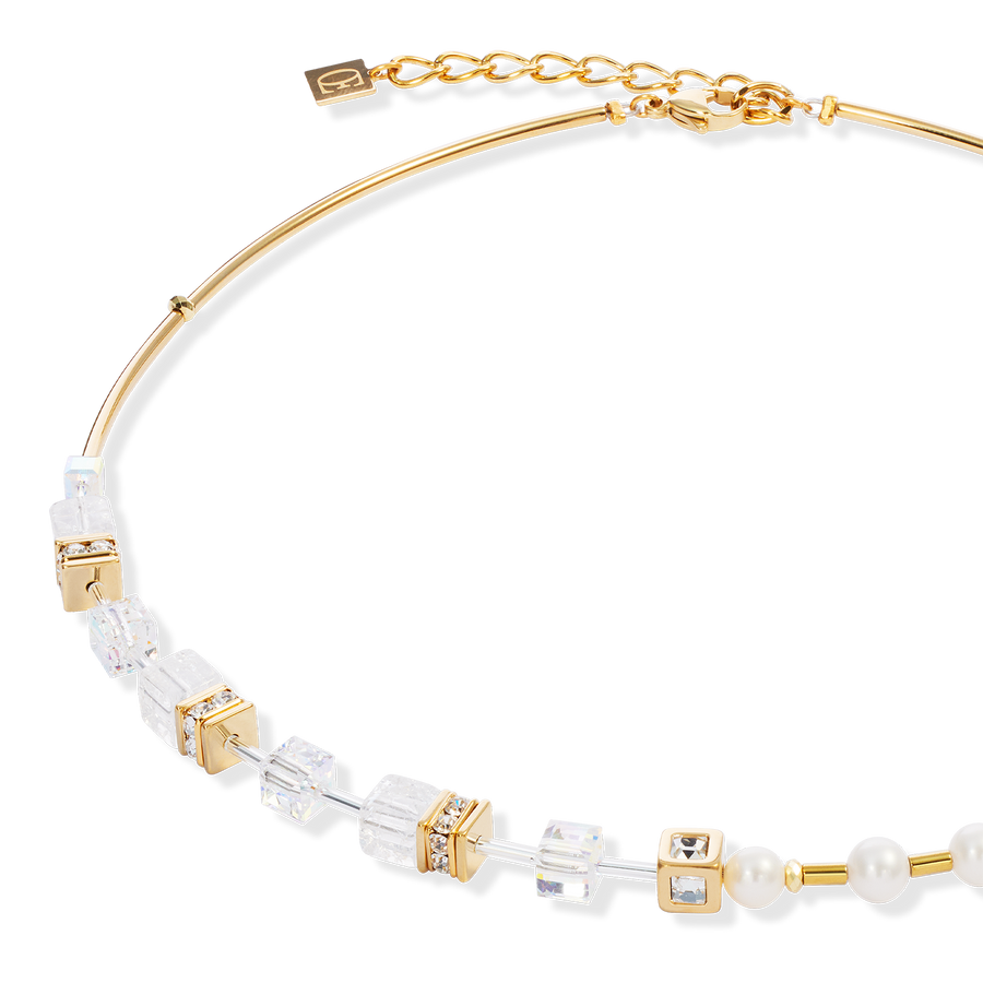 Collier GeoCUBE® Fusion Precious Pearl Mix or-blanc