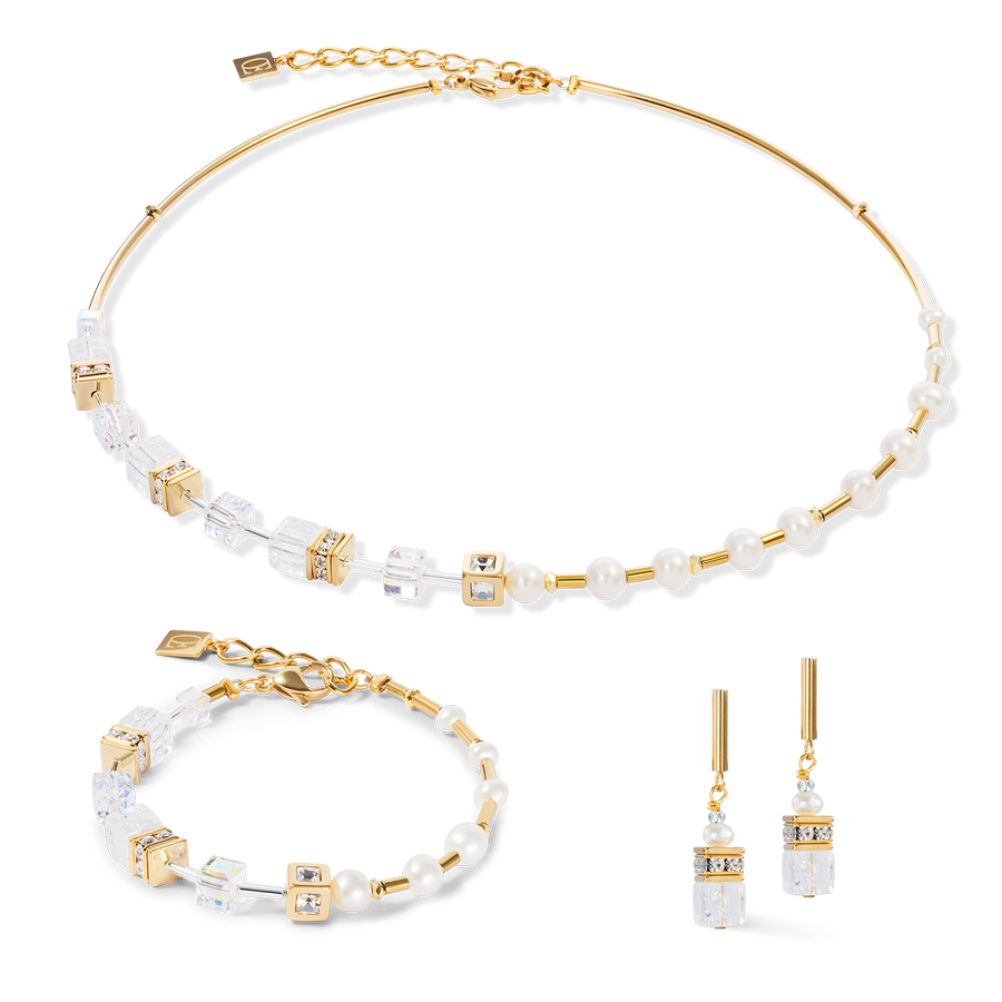 Collier GeoCUBE® Fusion Precious Pearl Mix or-blanc