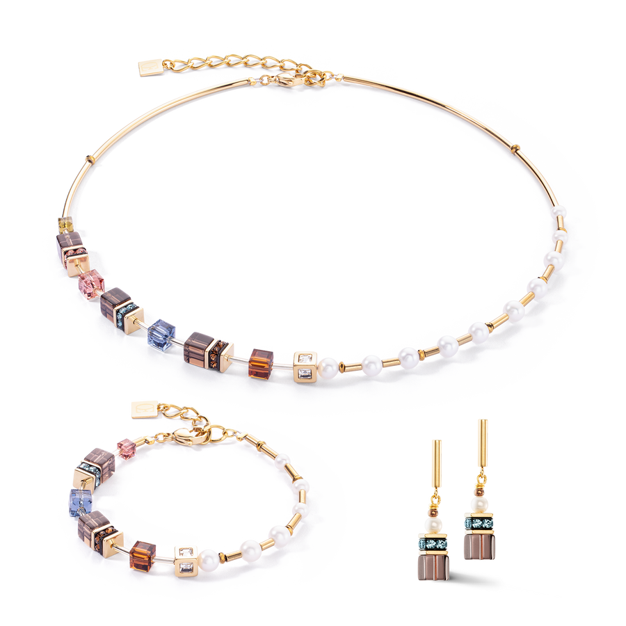 Collier GeoCUBE® Fusion Precious Pearl Mix or-automne