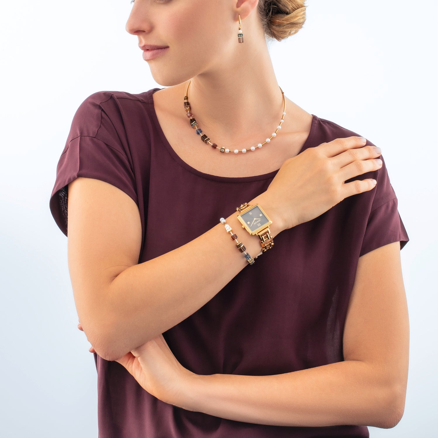 Collier GeoCUBE® Fusion Precious Pearl Mix or-automne