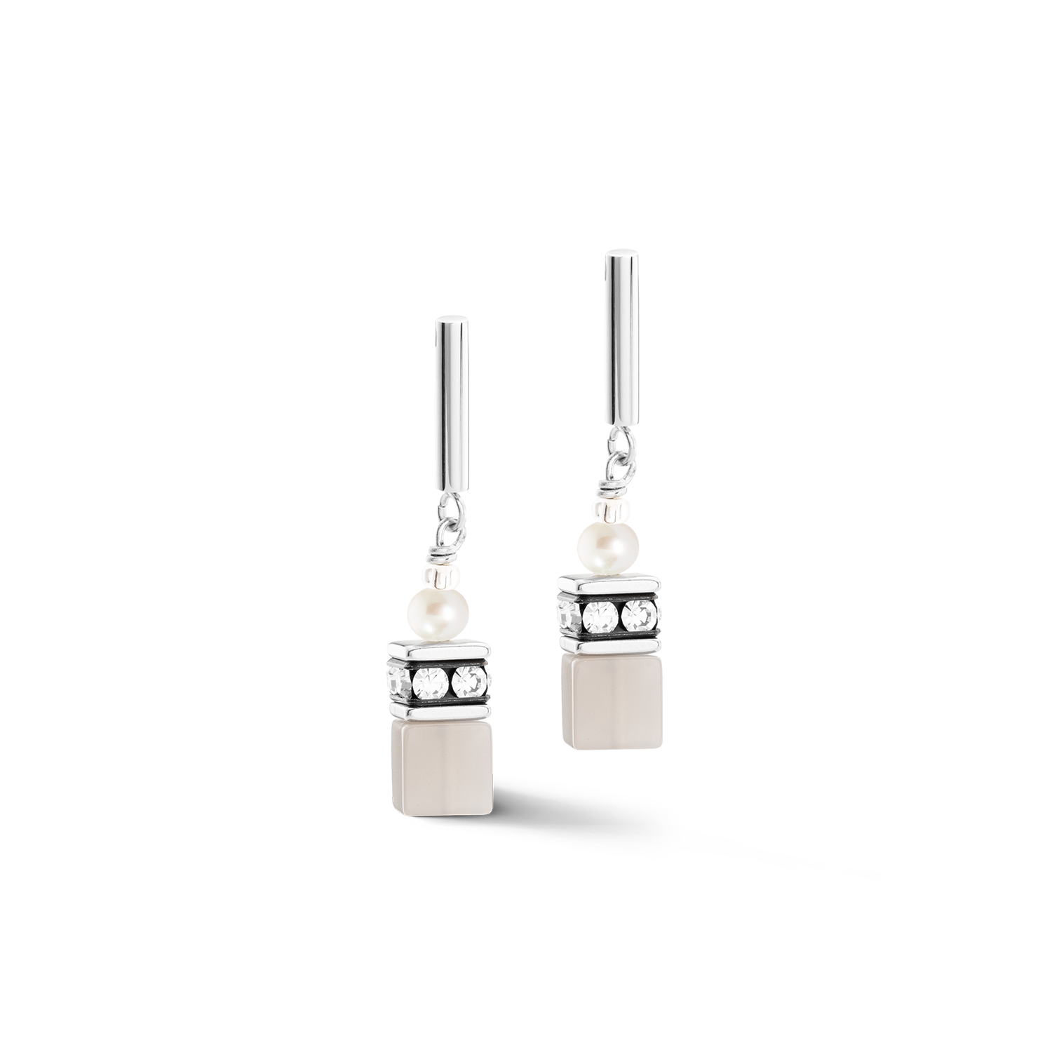 Boucles d'oreilles GeoCUBE® Fusion Precious Pearl Mix gris argenté