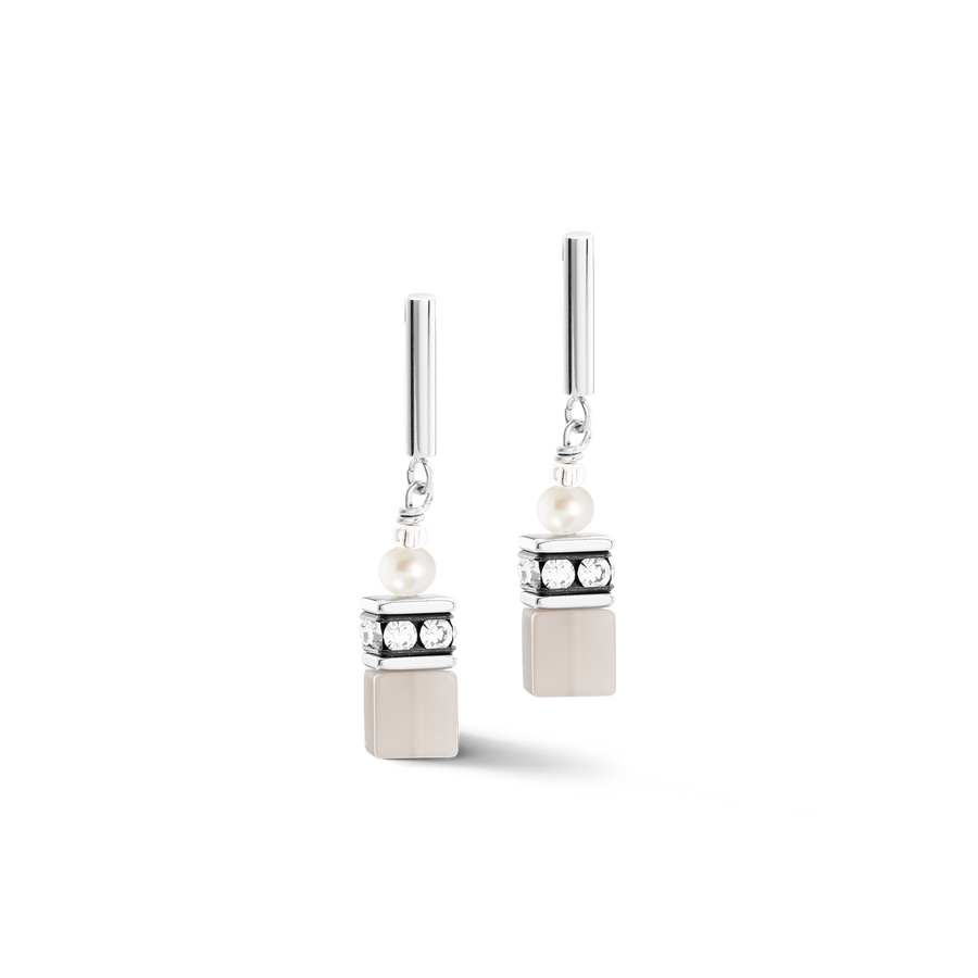 Boucles d'oreilles GeoCUBE® Fusion Precious Pearl Mix gris argenté