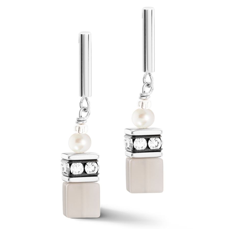 Boucles d'oreilles GeoCUBE® Fusion Precious Pearl Mix gris argenté