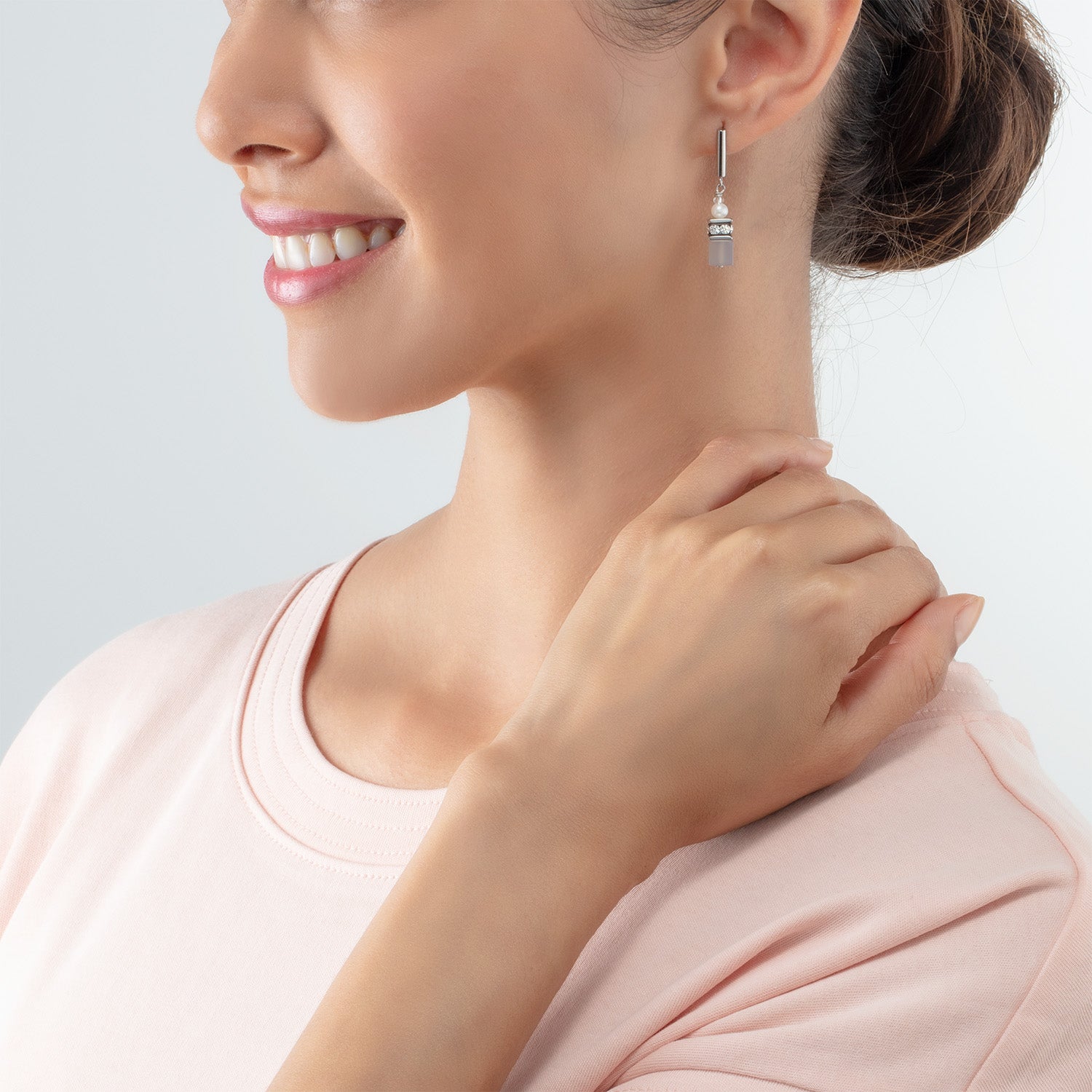 Boucles d'oreilles GeoCUBE® Fusion Precious Pearl Mix gris argenté