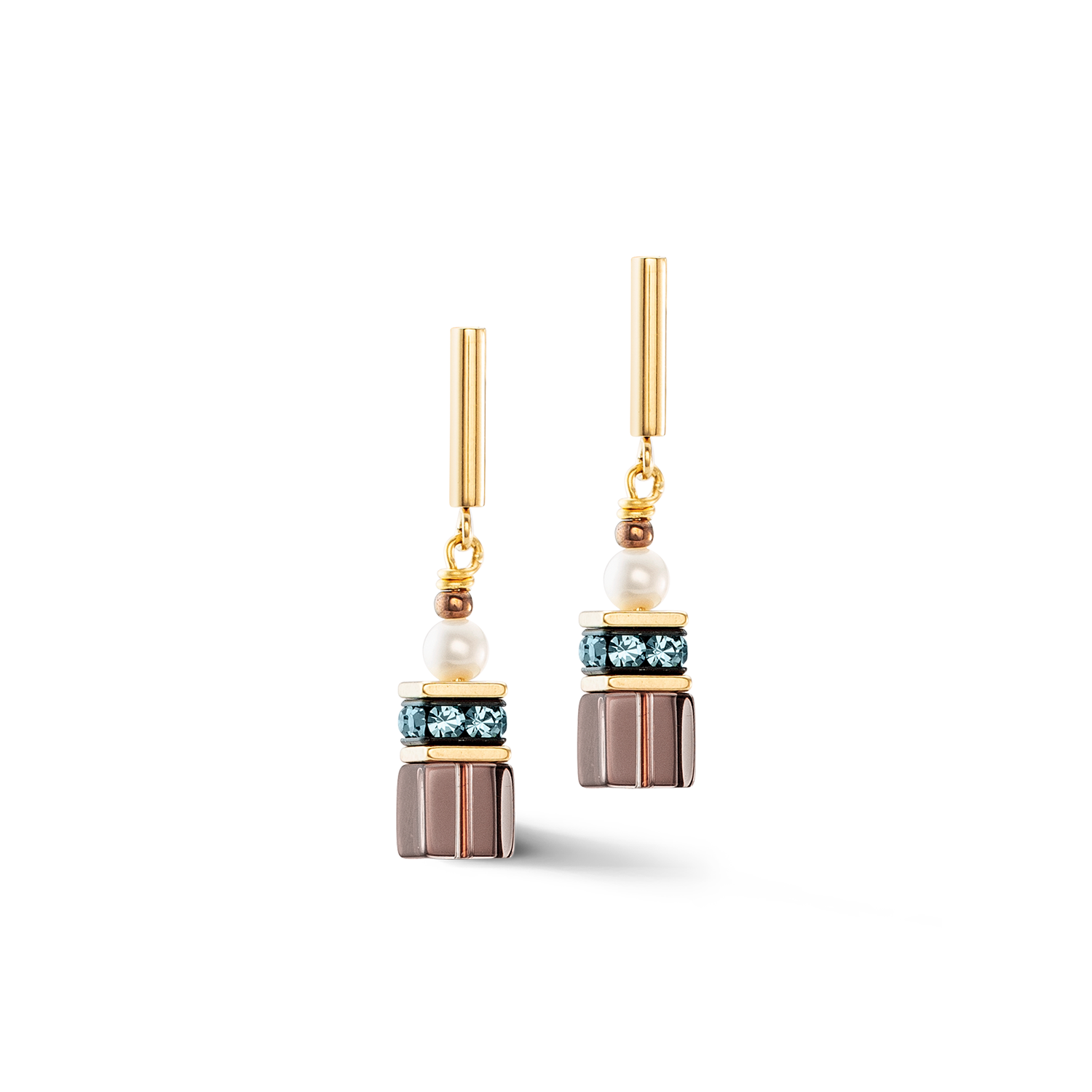 Boucles d'oreilles GeoCUBE® Fusion Precious Pearl Mix or-automne