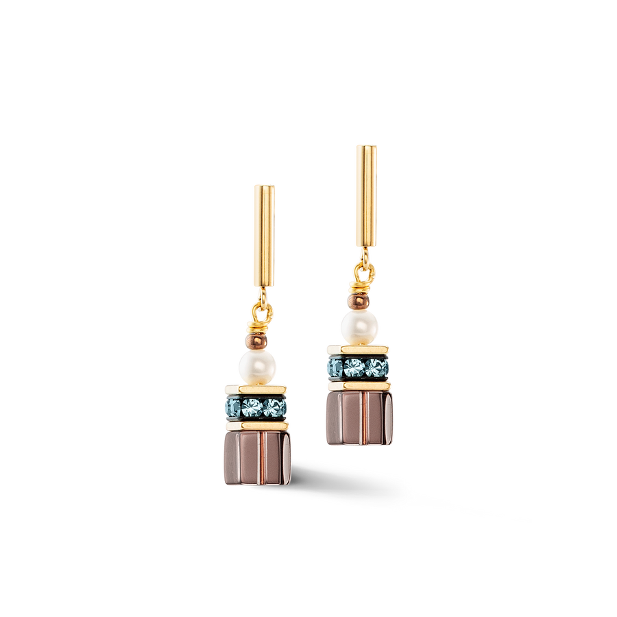 Boucles d'oreilles GeoCUBE® Fusion Precious Pearl Mix or-automne