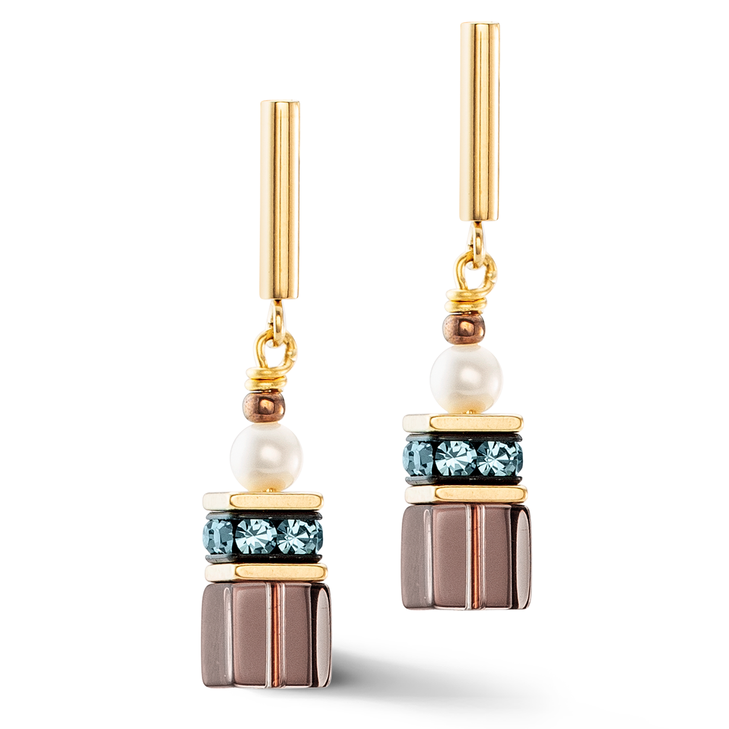 Boucles d'oreilles GeoCUBE® Fusion Precious Pearl Mix or-automne