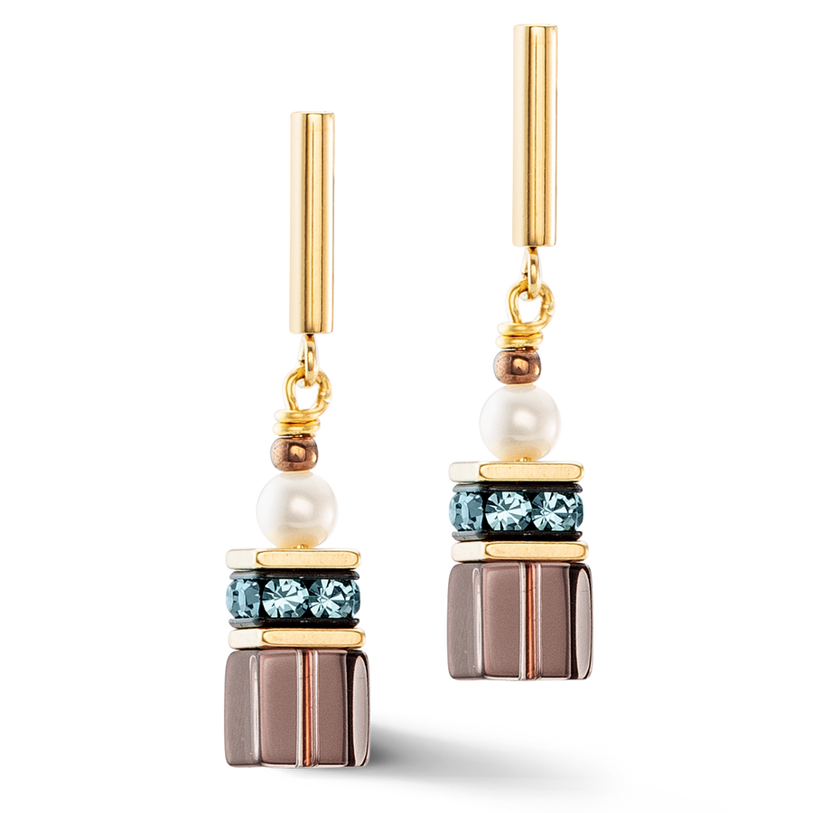 Boucles d'oreilles GeoCUBE® Fusion Precious Pearl Mix or-automne