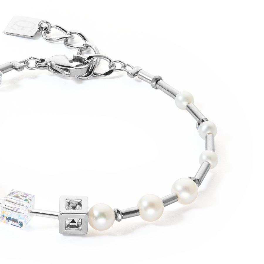 Bracelet GeoCUBE® Fusion Precious Pearl Mix gris argenté