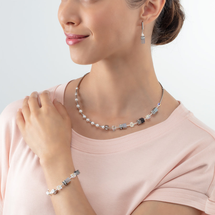 Bracelet GeoCUBE® Fusion Precious Pearl Mix gris argenté