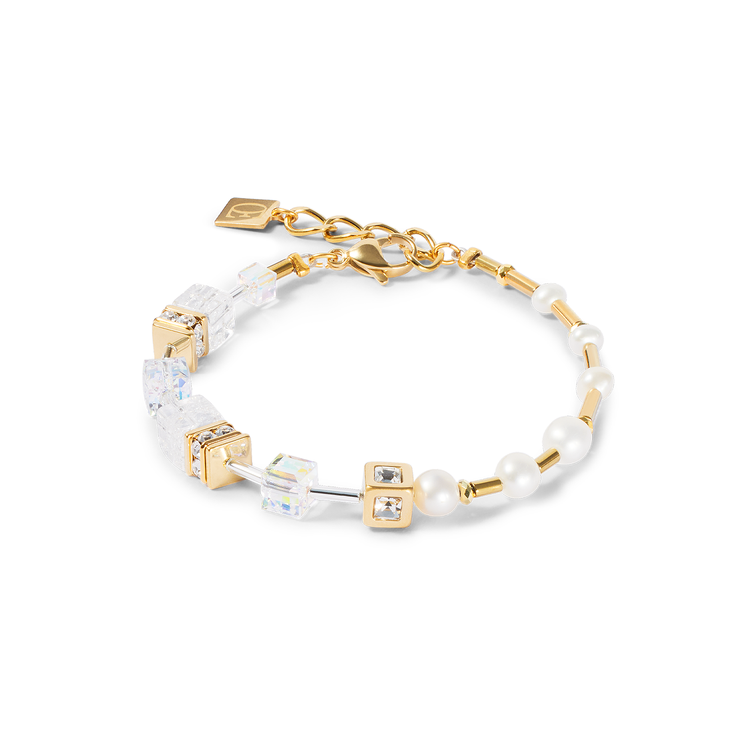Bracelet GeoCUBE® Fusion Precious Pearl Mix or-blanc
