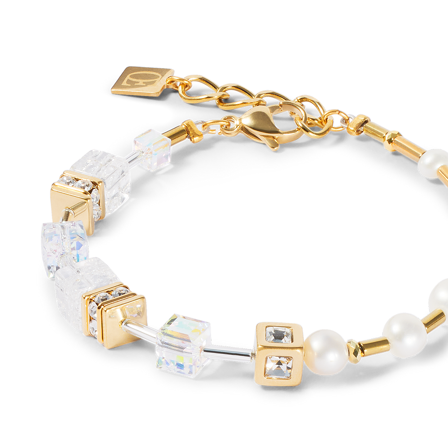 Bracelet GeoCUBE® Fusion Precious Pearl Mix or-blanc