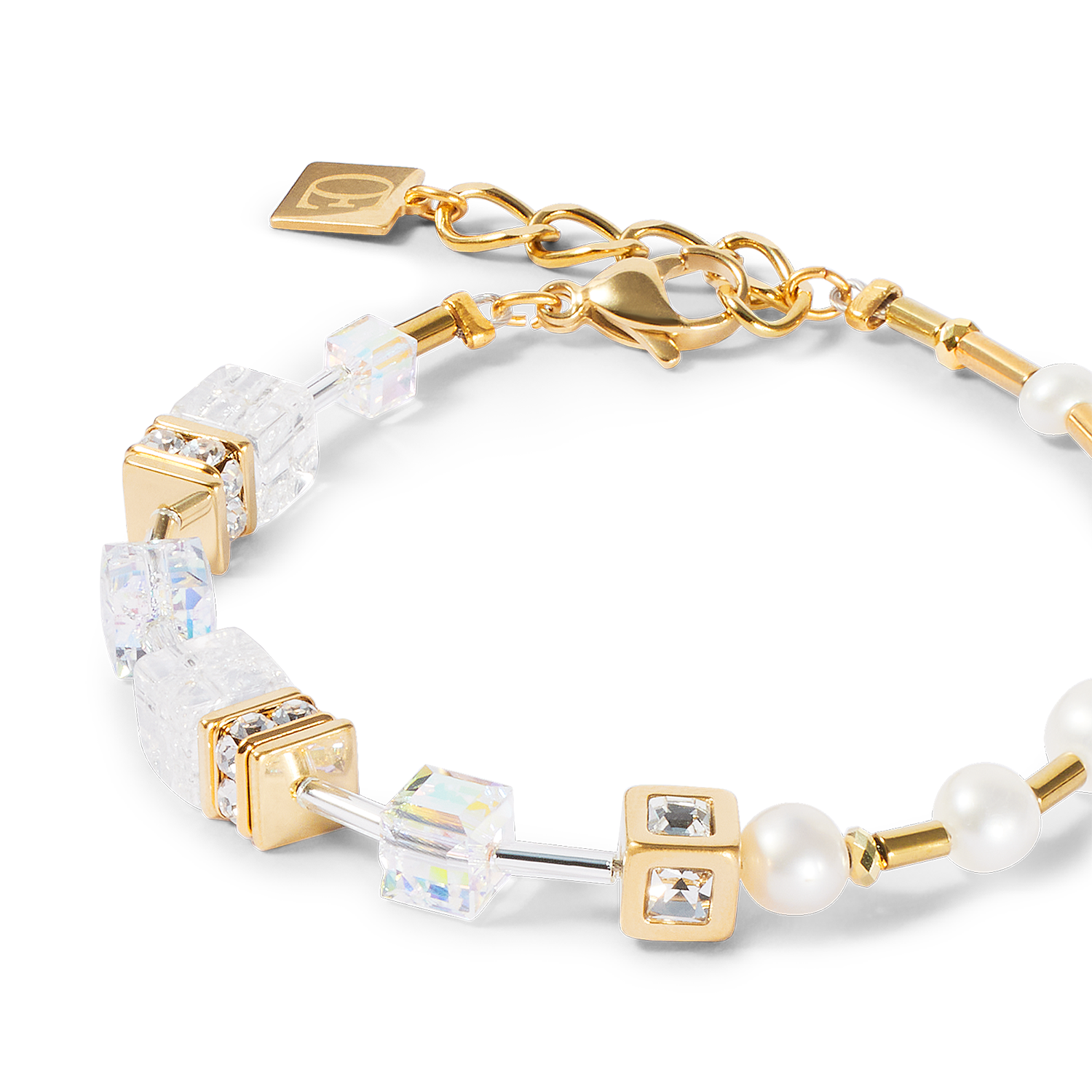 Bracelet GeoCUBE® Fusion Precious Pearl Mix or-blanc