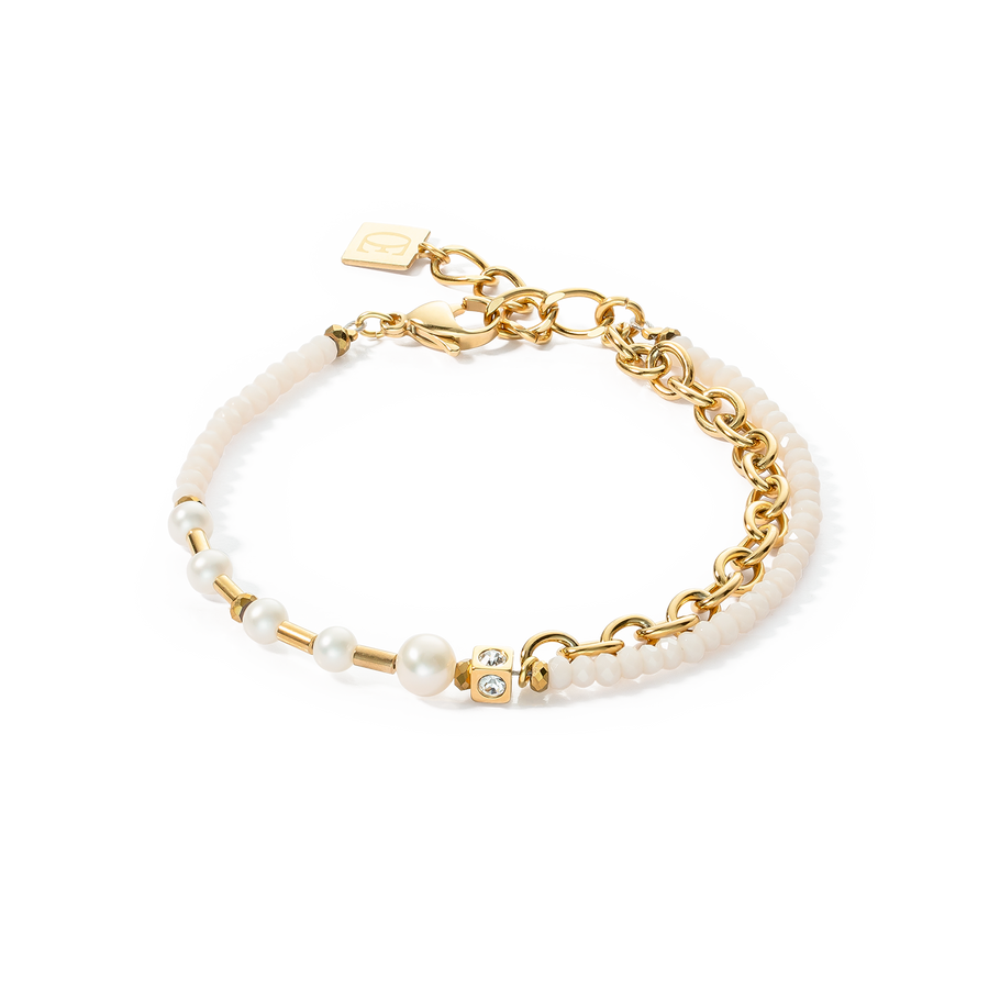 Bracelet Chain & Pearl Fever blanc-or