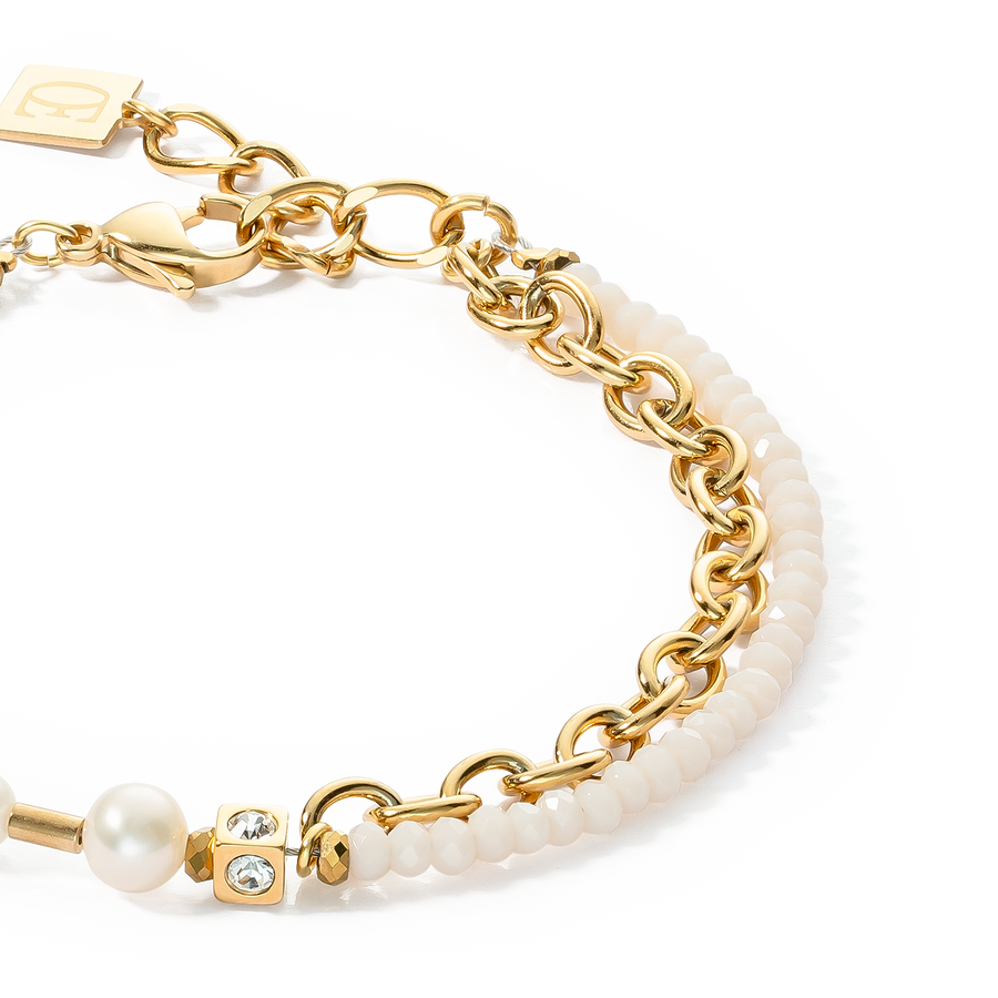 Bracelet Chain & Pearl Fever blanc-or