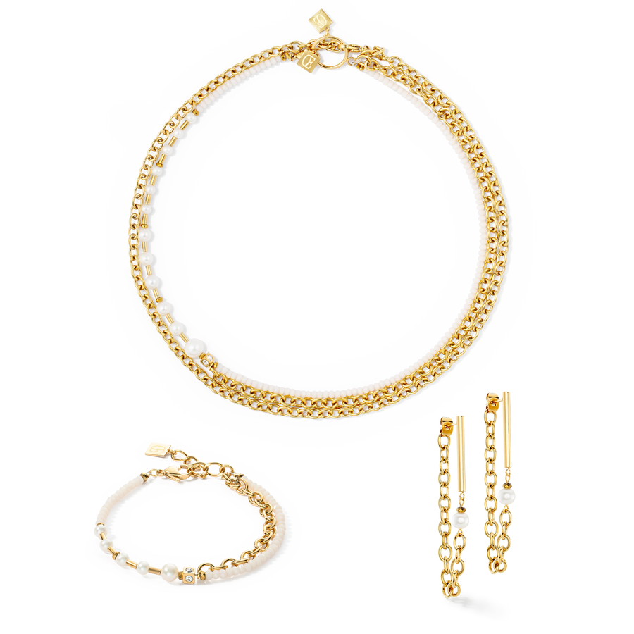 Bracelet Chain & Pearl Fever blanc-or