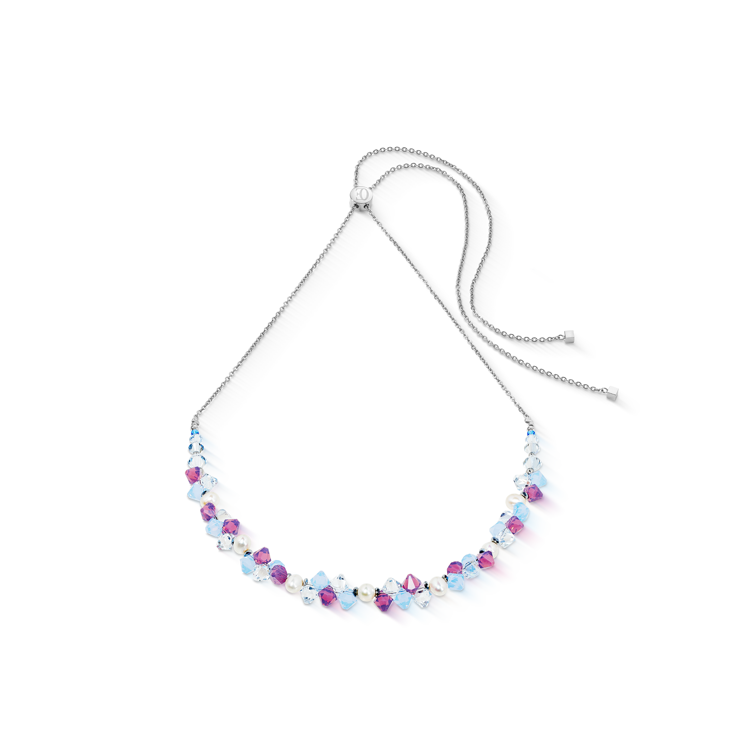 Collier Dancing Crystals & Pearls lilas-bleu