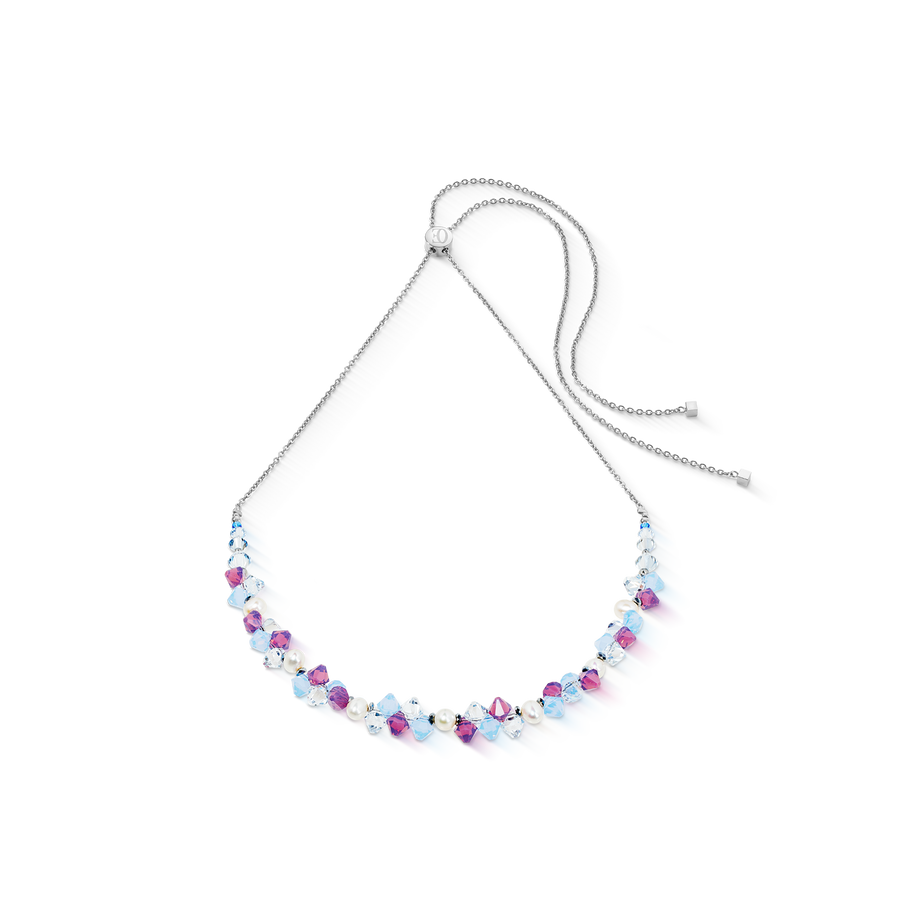 Collier Dancing Crystals & Pearls lilas-bleu