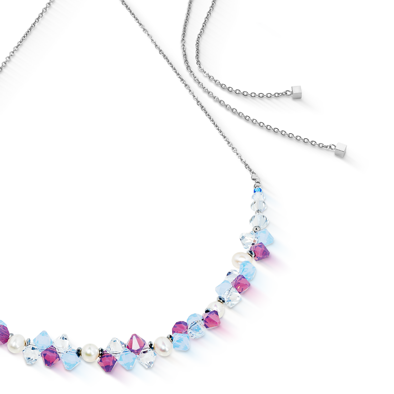 Collier Dancing Crystals & Pearls lilas-bleu