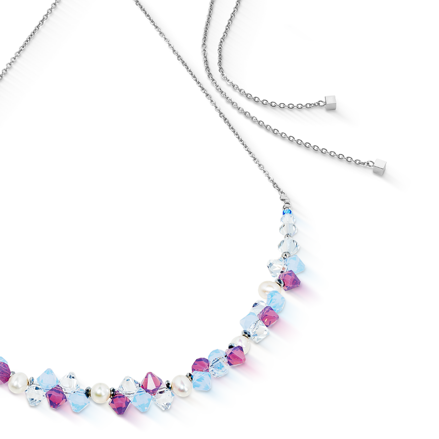 Collier Dancing Crystals & Pearls lilas-bleu