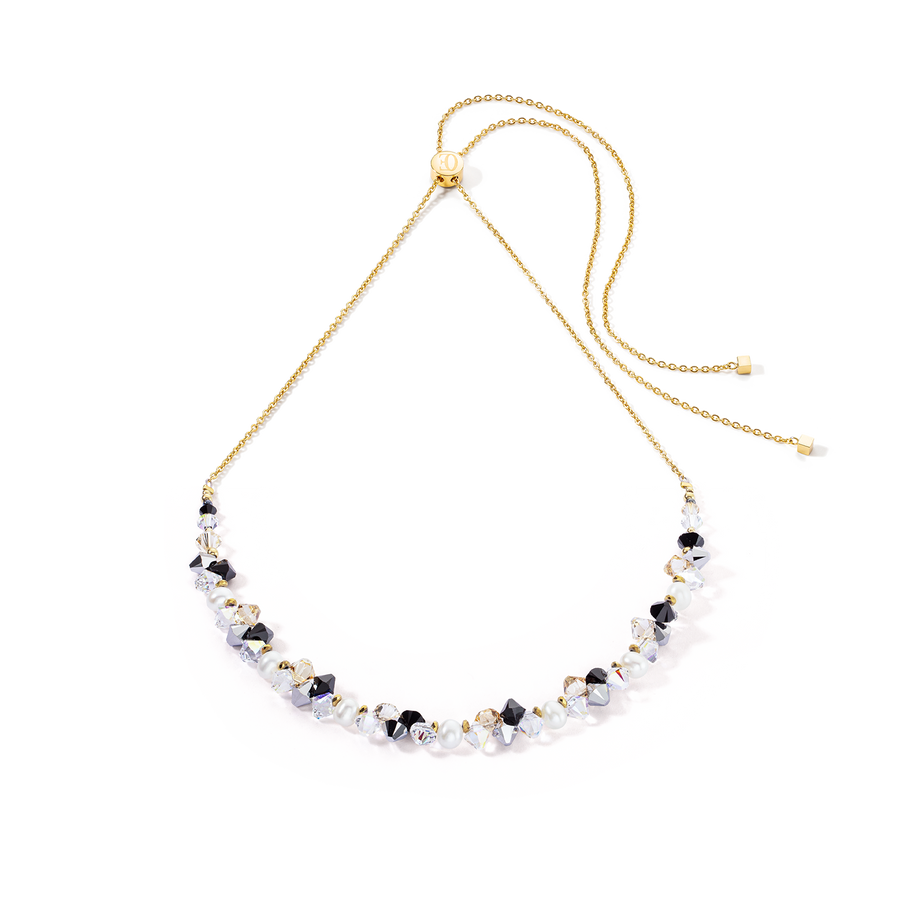 Collier Dancing Crystals & Pearls noir argent
