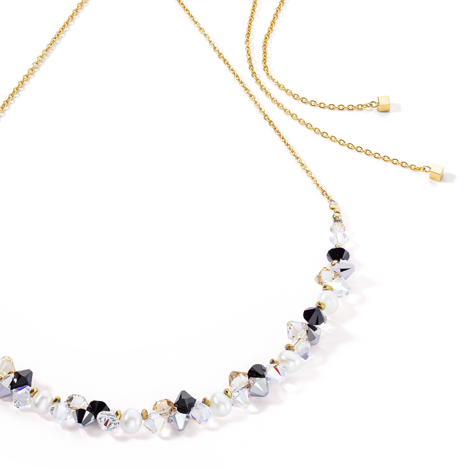 Collier Dancing Crystals & Pearls noir argent