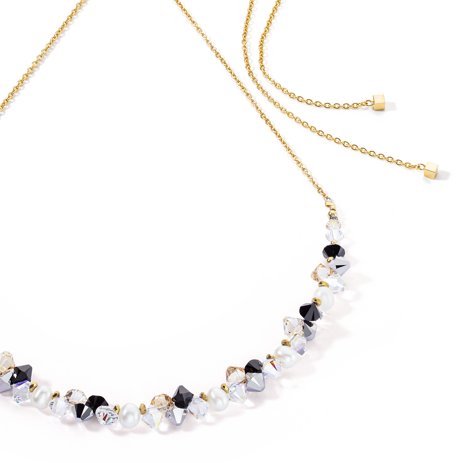 Collier Dancing Crystals & Pearls noir argent