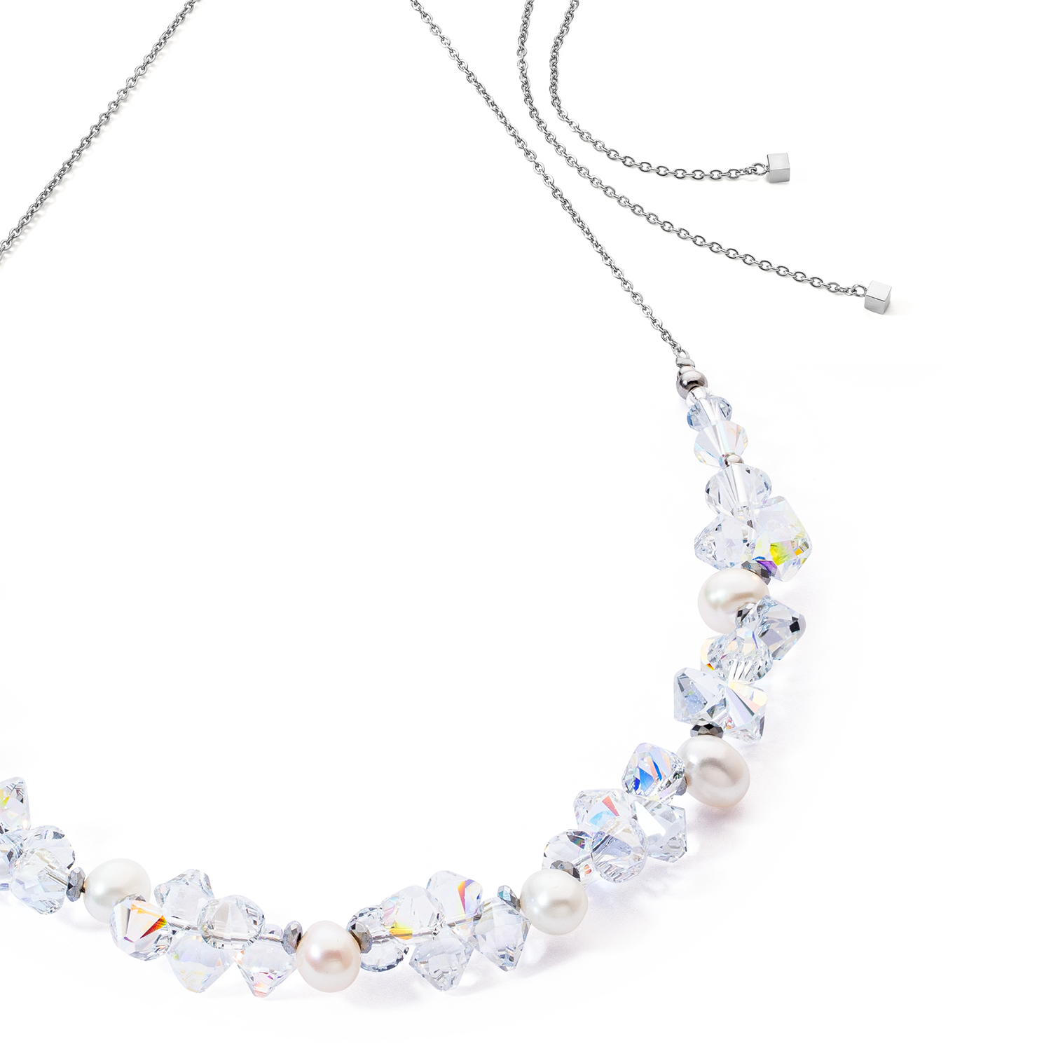 Collier Dancing Crystals & Pearls argent