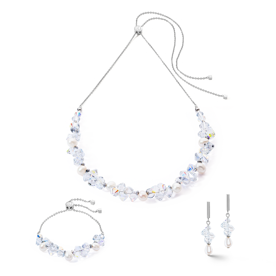 Collier Dancing Crystals & Pearls argent