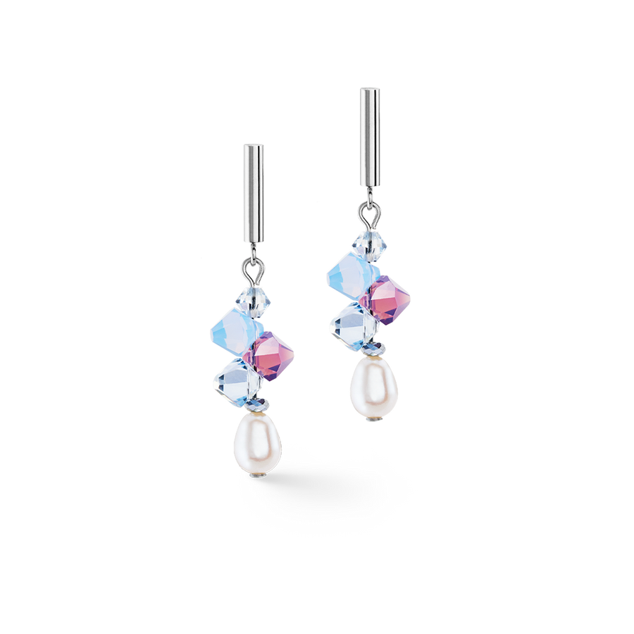 Boucles d'oreilles Dancing Crystals & Pearls lilas-bleu