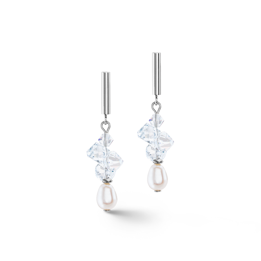 Boucles d'oreilles Dancing Crystals & Pearls argent