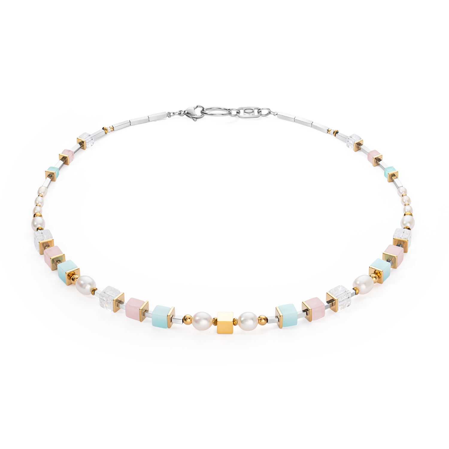 Collier Cool Romantic Cubes & Pearls bicolore