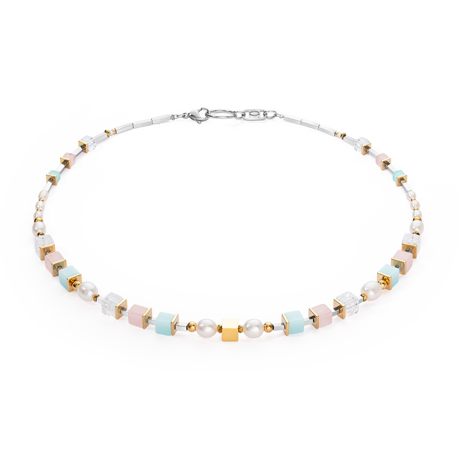 Collier Cool Romantic Cubes & Pearls bicolore