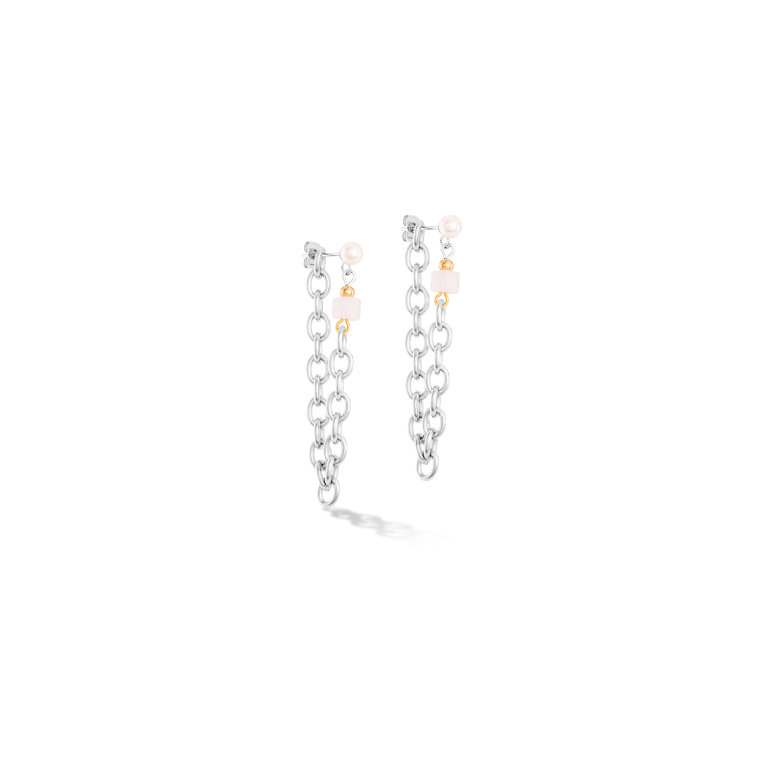 Boucles d'oreilles Cool Romantic Cubes & Pearls bicolor