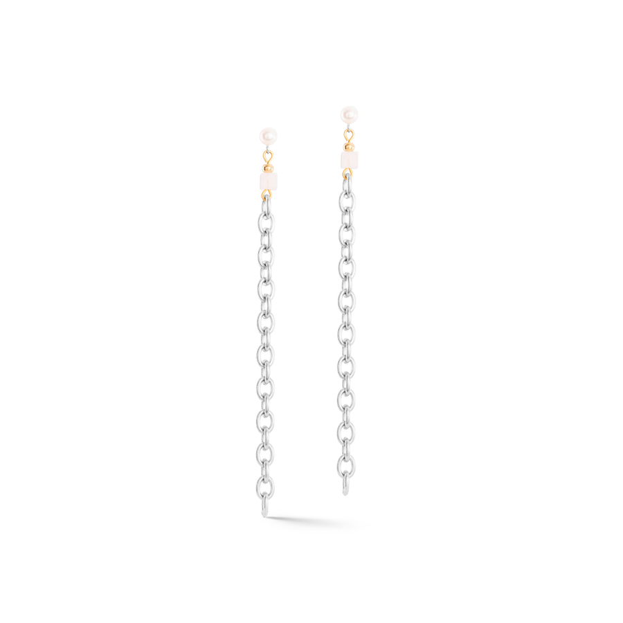 Boucles d'oreilles Cool Romantic Cubes & Pearls bicolor