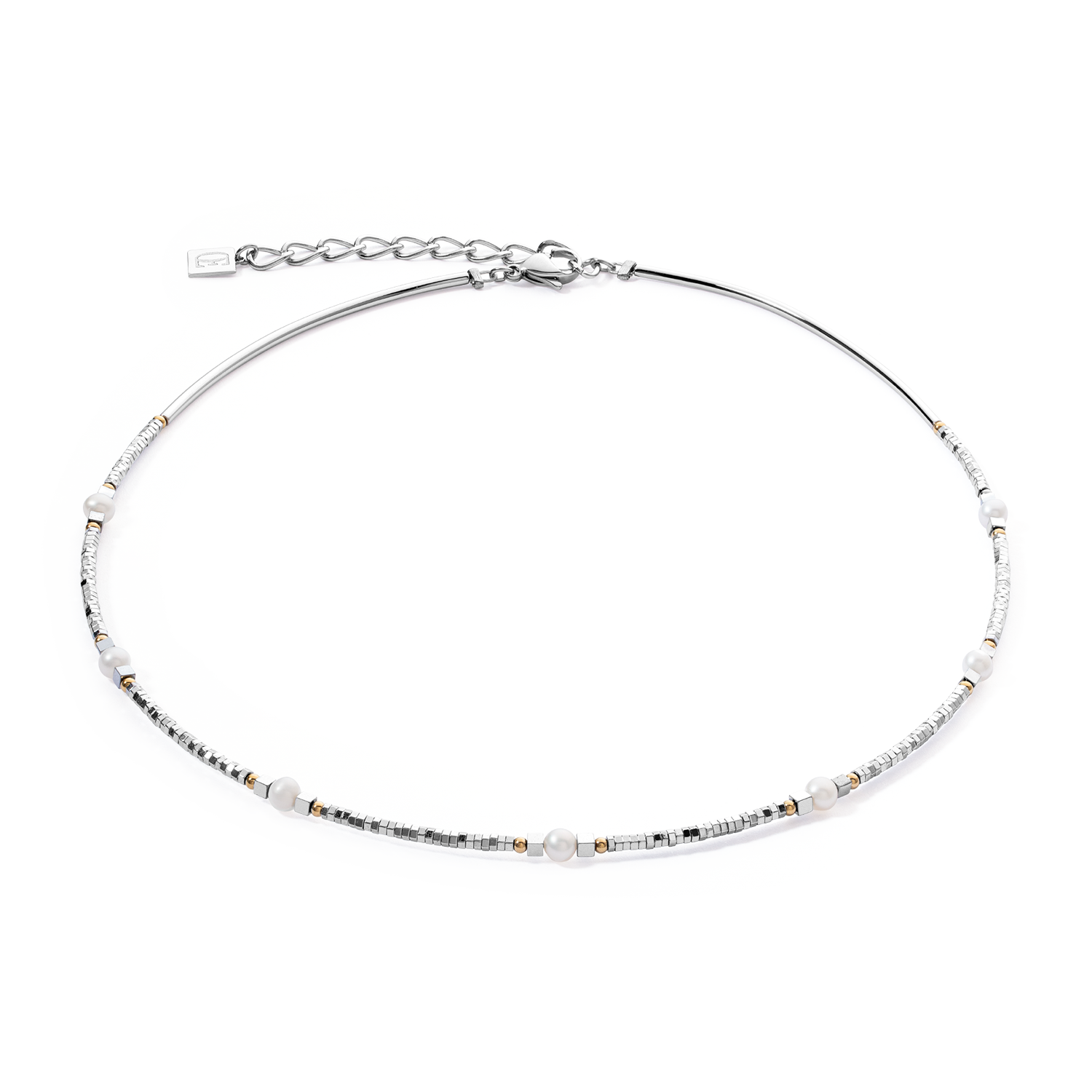 Collier Orbit perle d'eau douce argentée