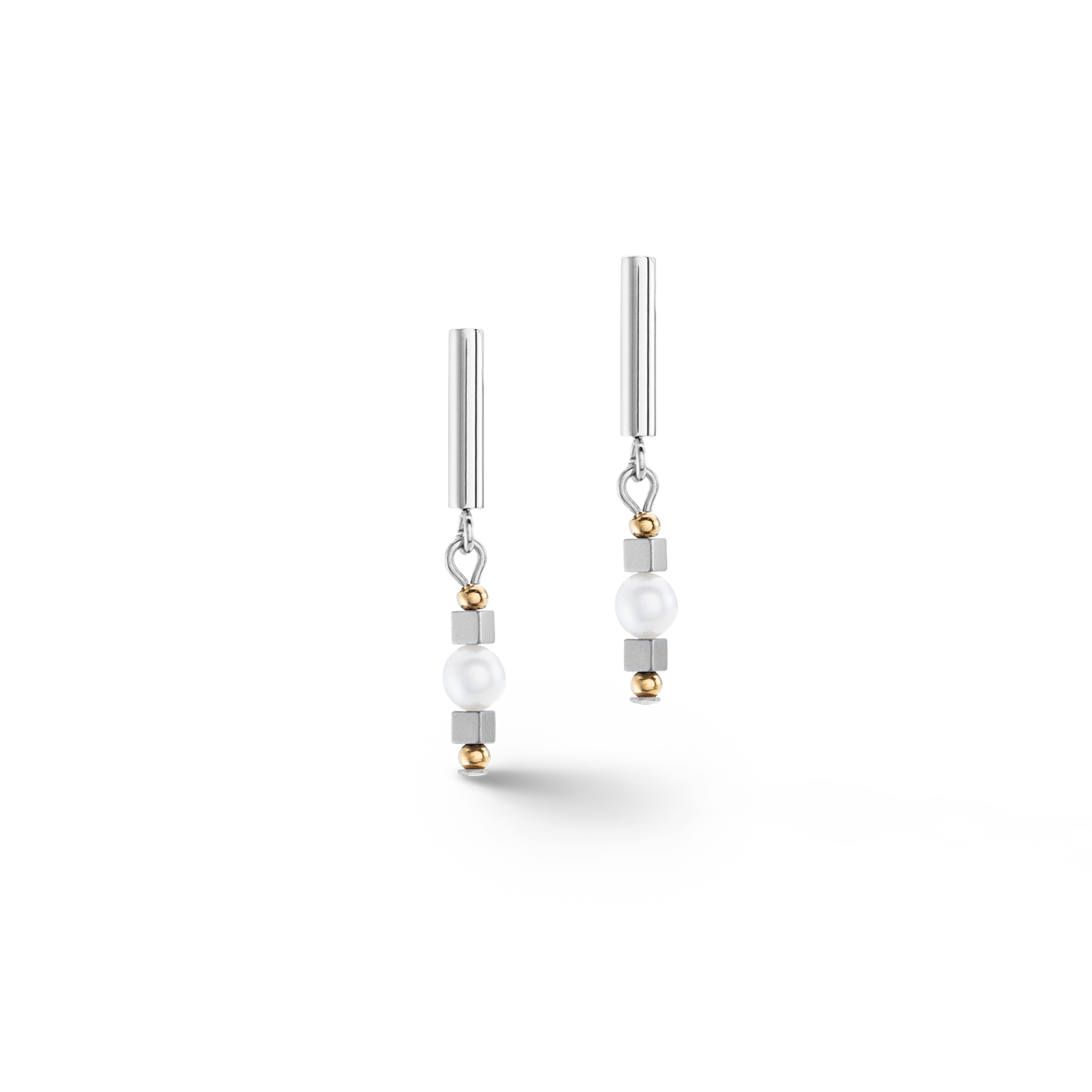 Boucles d'oreilles Orbit perle d'eau douce argentée