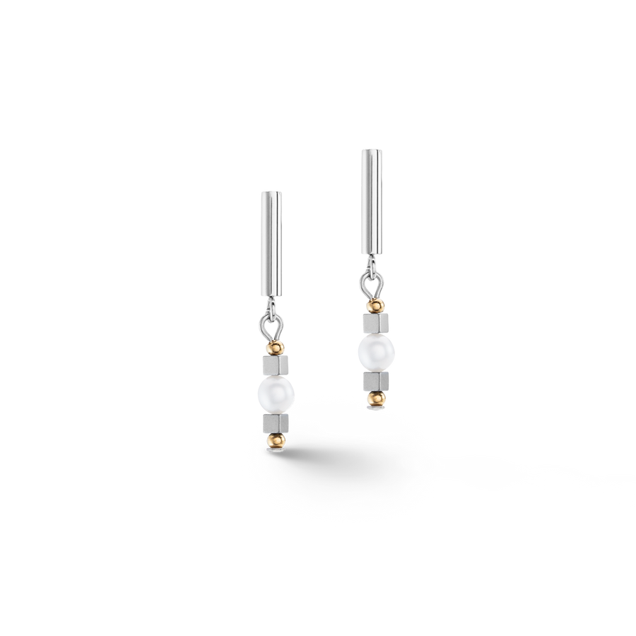 Boucles d'oreilles Orbit perle d'eau douce argentée