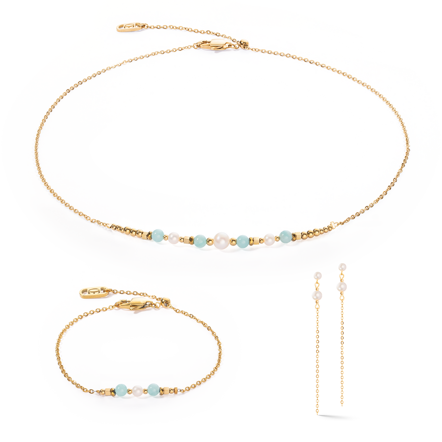 Boucles d'oreilles Princess Pearls or-vert
