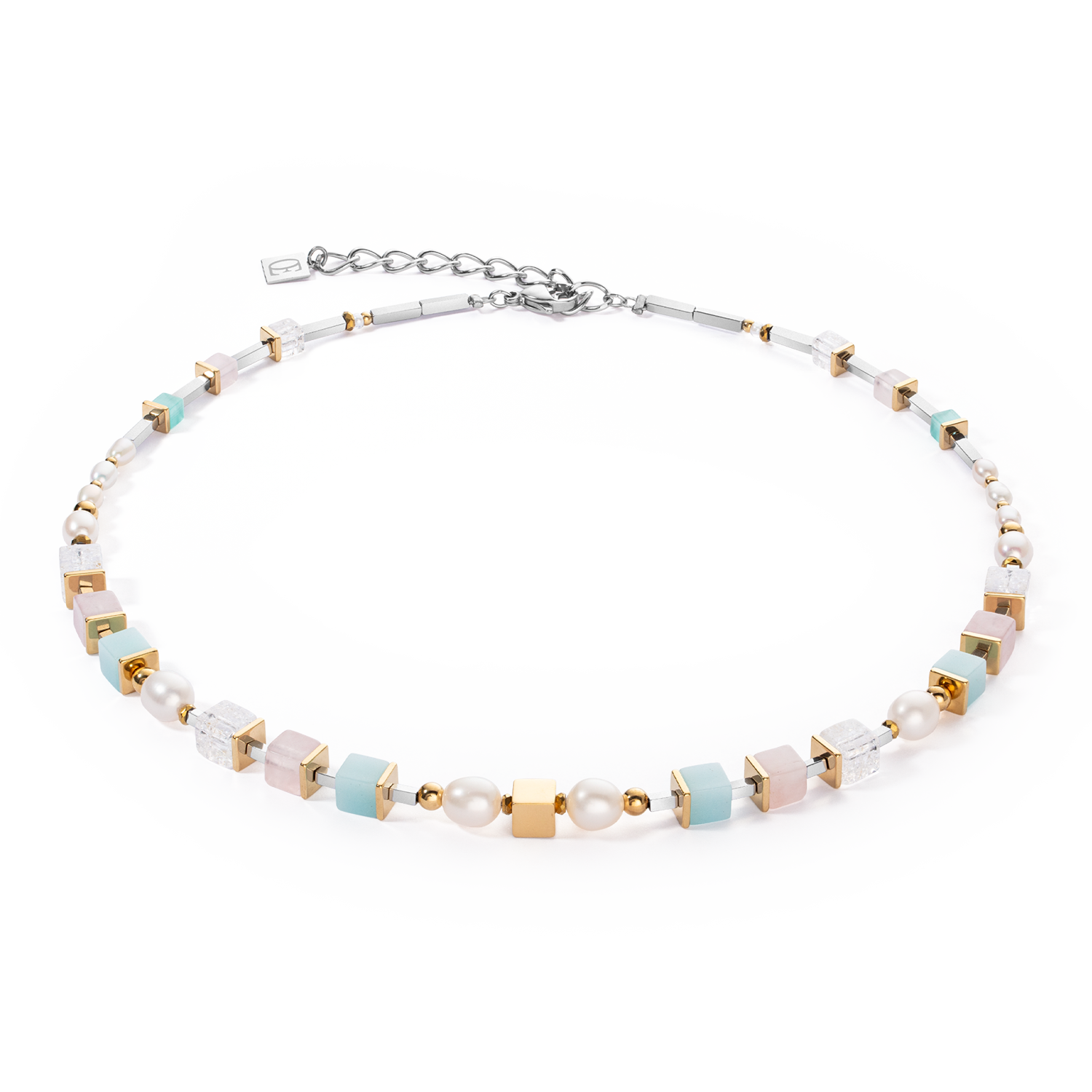 Collier Classic Romantic Cubes & Pearls bicolor