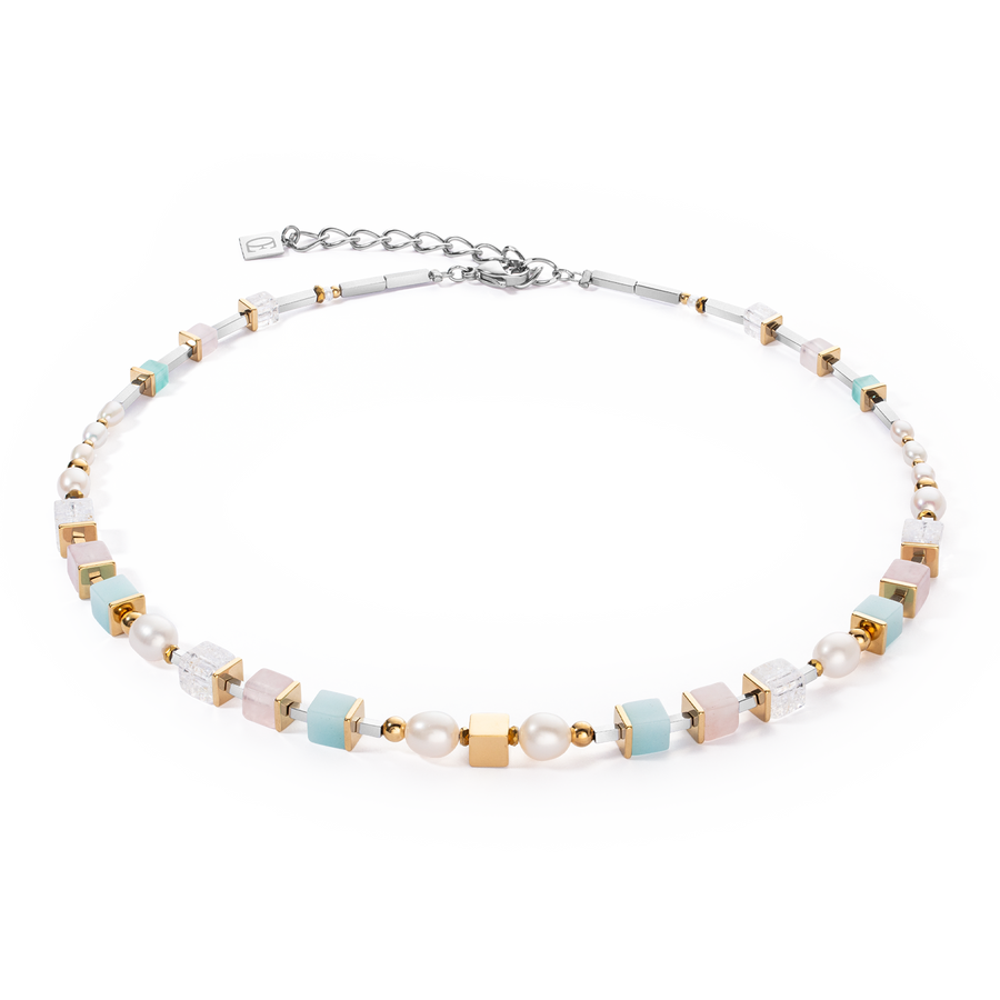 Collier Classic Romantic Cubes & Pearls bicolor