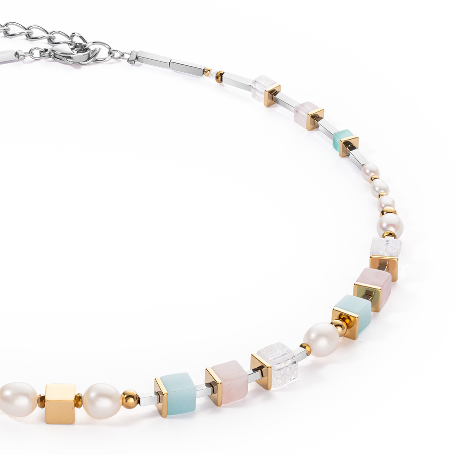 Collier Classic Romantic Cubes & Pearls bicolor