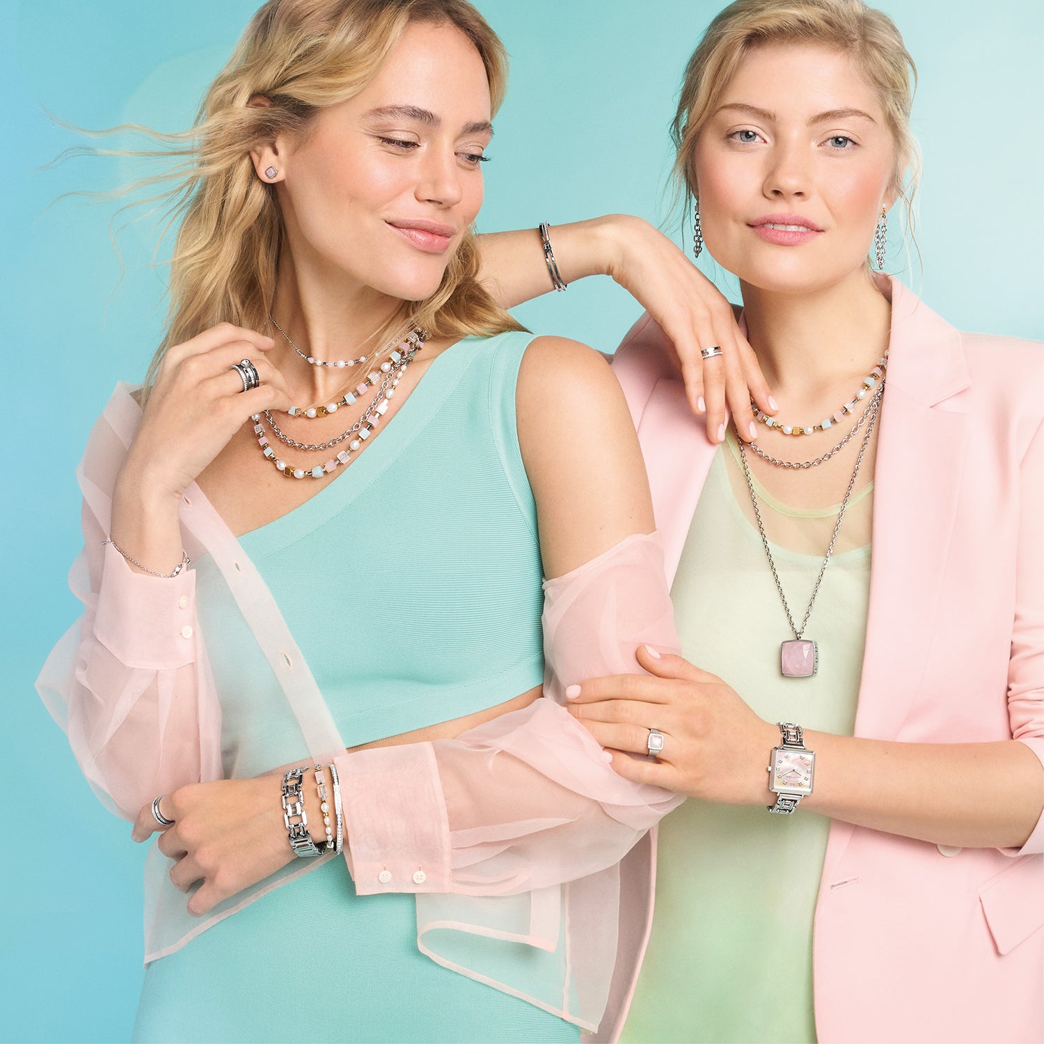 Collier Classic Romantic Cubes & Pearls bicolor
