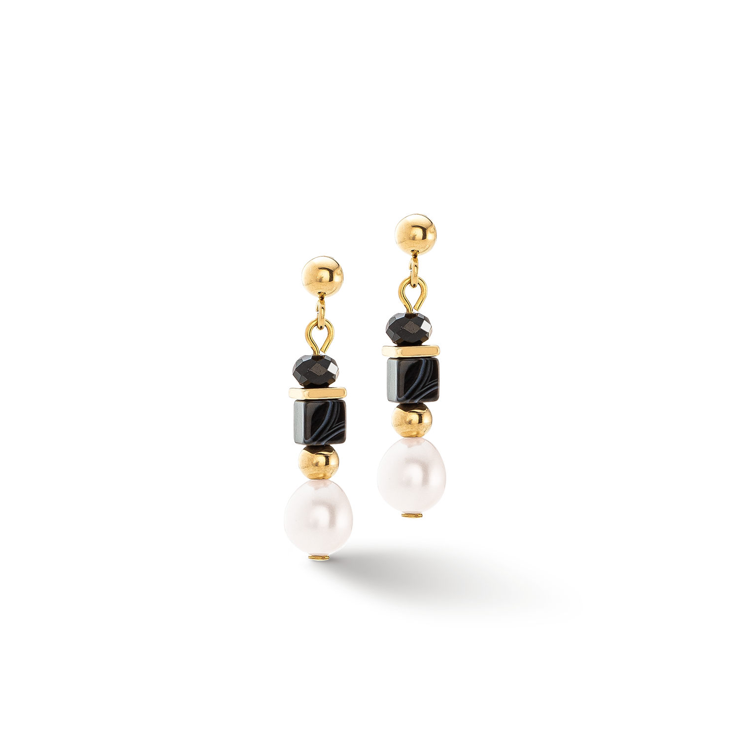 Boucles d'oreilles Pearls & Onyx or