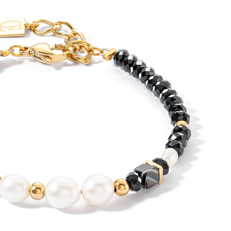 Bracelet Pearls & Onyx or