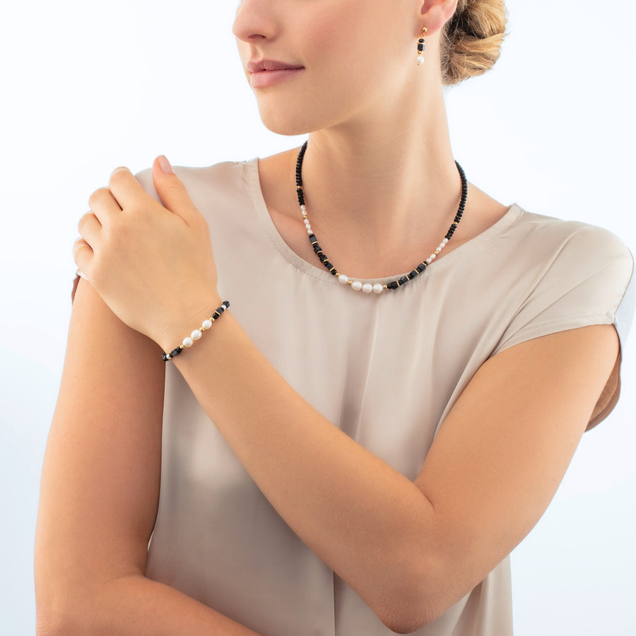 Bracelet Pearls & Onyx or