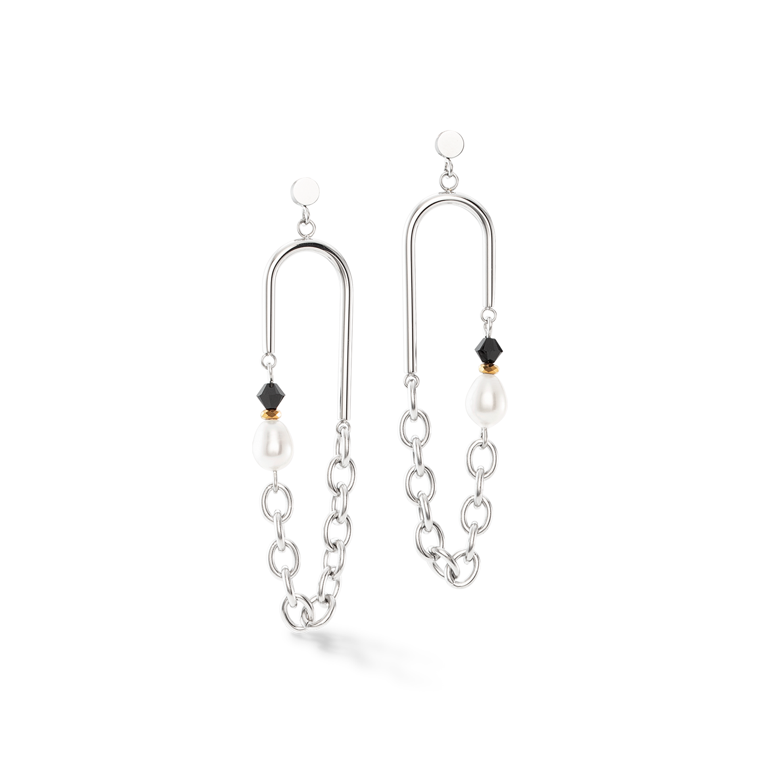 Boucles d'oreilles Amulette Boho Perles noir et blanc