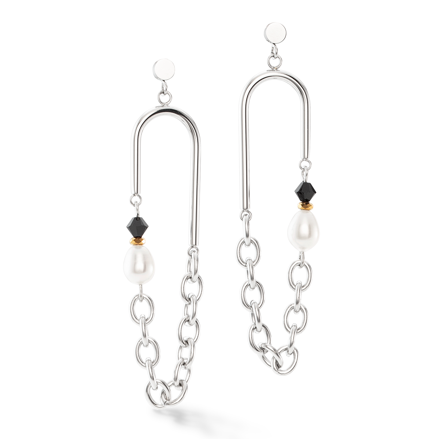 Boucles d'oreilles Amulette Boho Perles noir et blanc